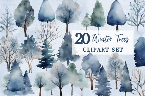 20 Watercolor Blue Winter Tree Clipart: A Practical Guide for Creators