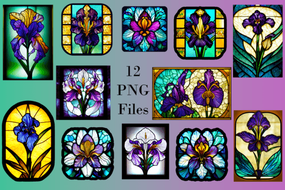 Bearded Iris Flower Stained Glass Window
