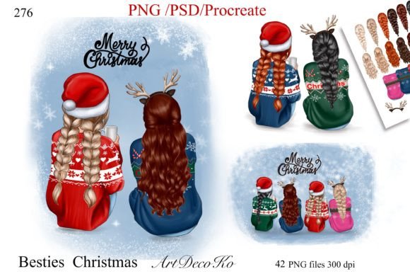 Best Friends Winter Clipart: BFF Design Assets