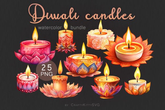 Diwali Candles Watercolor Clipart Bundle: Elevating Festive Creativity