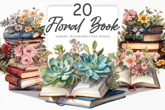 Elevate Your Designs with Exquisite Watercolor Floral Book Clip Art