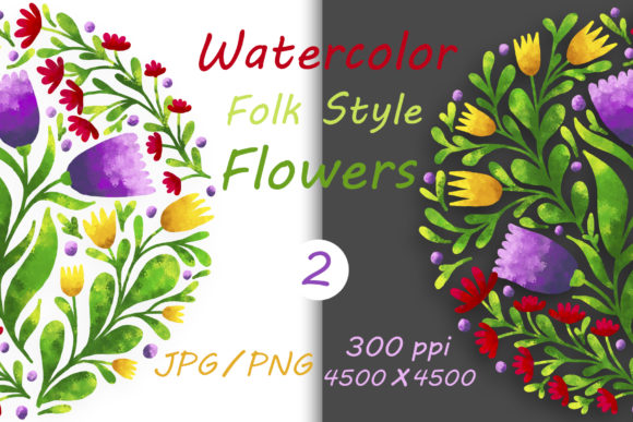 Flowers in Folk Style and Hand Drawn 02: A Creative Resource for DIY Enthusiasts and Designers