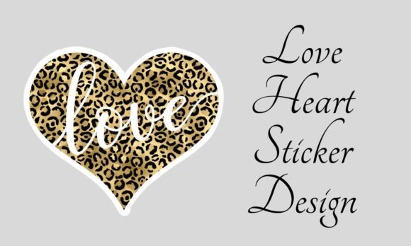 Gold Animal Print Love Heart Sticker
