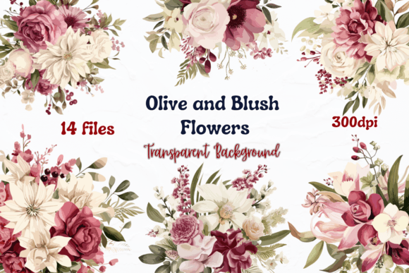 Olive and Blush Flowers: A Premium Design Collection