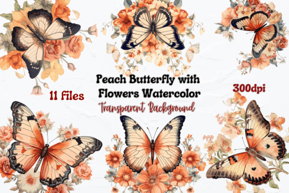 Revitalizing Brand Aesthetics with the Peach Butterfly with Flowers Watercolor Collection
