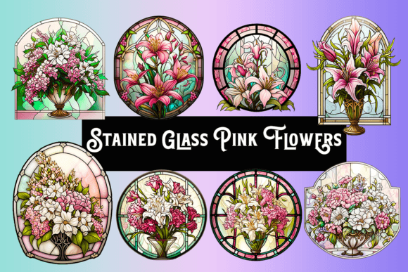 Stained Glass Pink Flower Bouquets: A Digital Design Evaluation