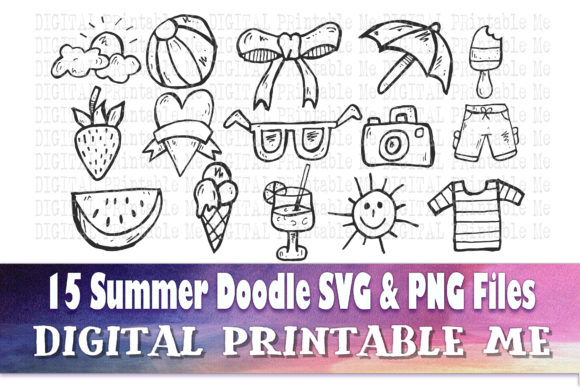 Summer Doodle Beach Clip Art Pack