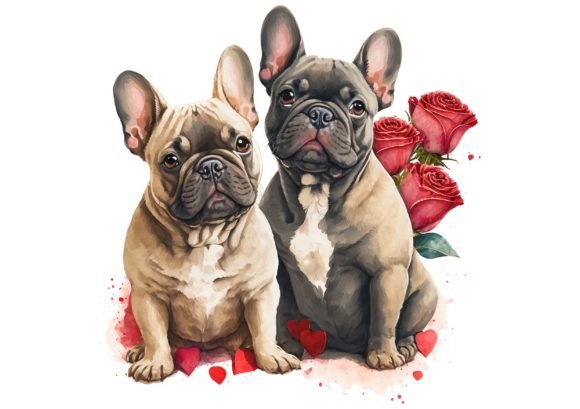 Valentines Frenchies: A Bulldog Couple Design for Creative and Commercial Projects