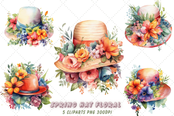 Watercolor Spring Hat Floral Clipart: Bringing Vintage Charm to Modern Designs
